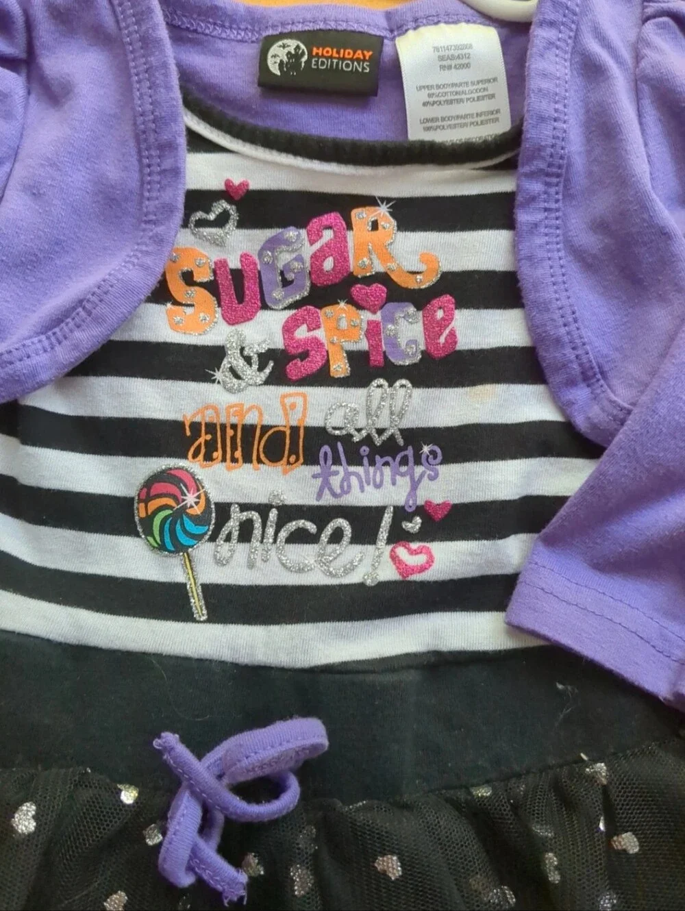 Halloween dress 18M baby girl black white purple tutu sparkly 
